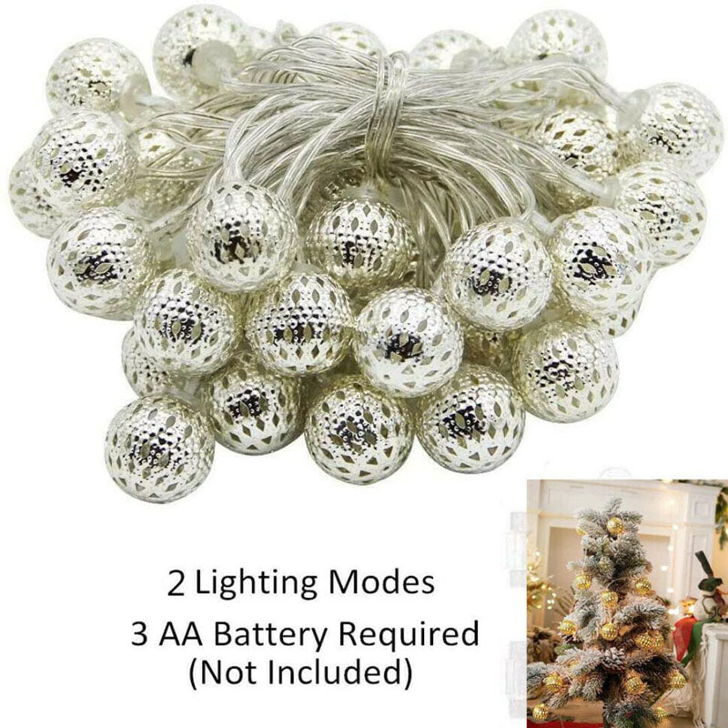 5M 40LED Moroccan Battery Operated Fairy String Lights Event decorations White