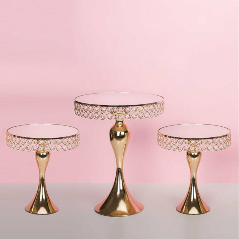 Gold Mirror Cake Stand Holder - 3PCS