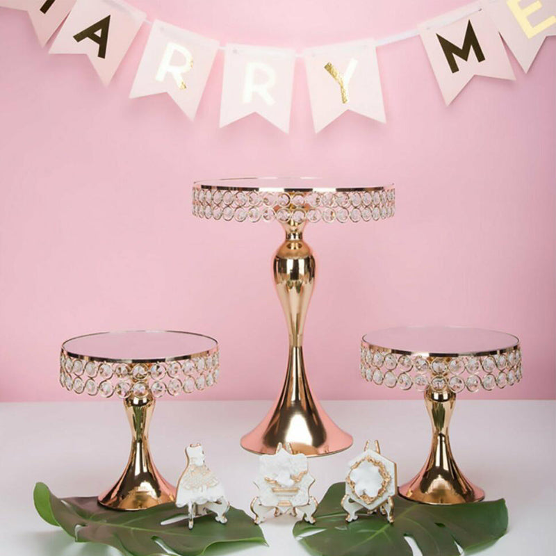 Gold Mirror Cake Stand Holder - 3PCS