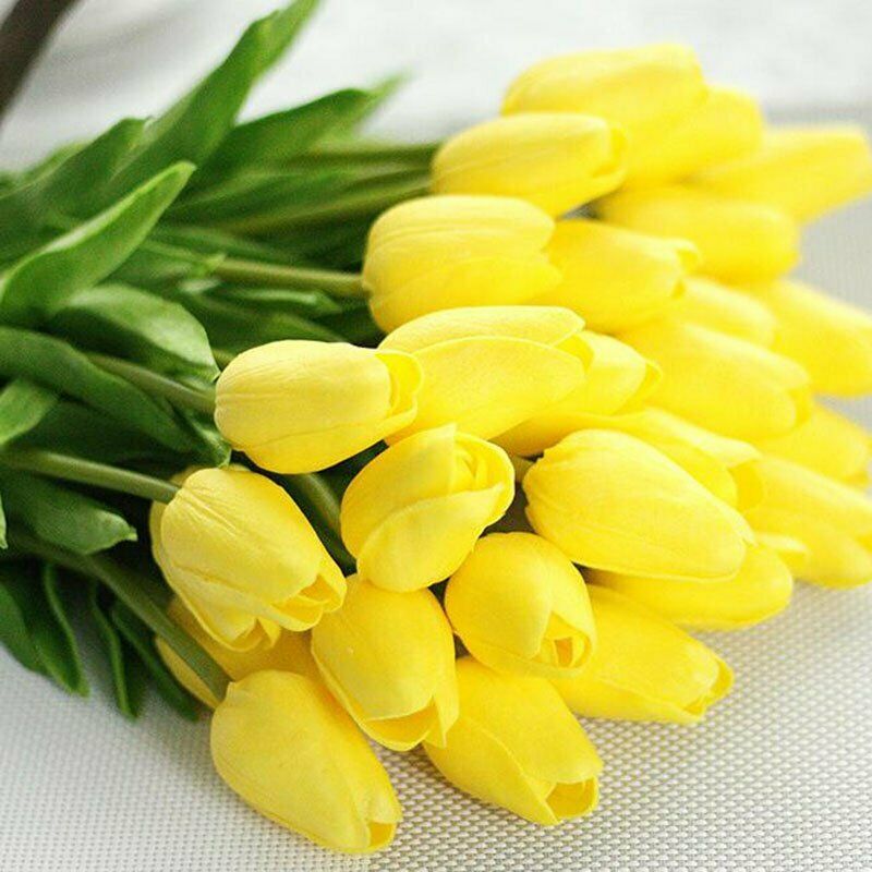 20PCS - 34cm Artificial Fake Flower Real Touch Tulips Bouquet Wedding