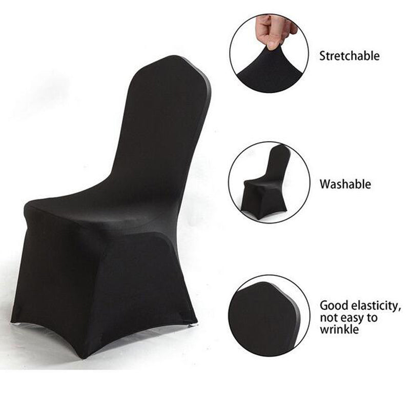 Black Chair Covers Full Seat Cover Spandex Stretch Banquet Wedding