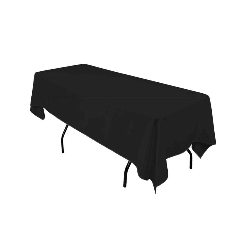 Rectangle Polyester Tablecloth Wedding Event Party-Black (244x137cm)