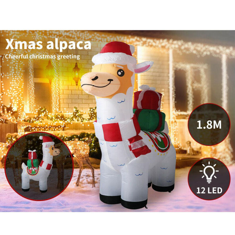 Alpaca 1.8M-Inflatable Christmas Outdoor Decorations Santa LED