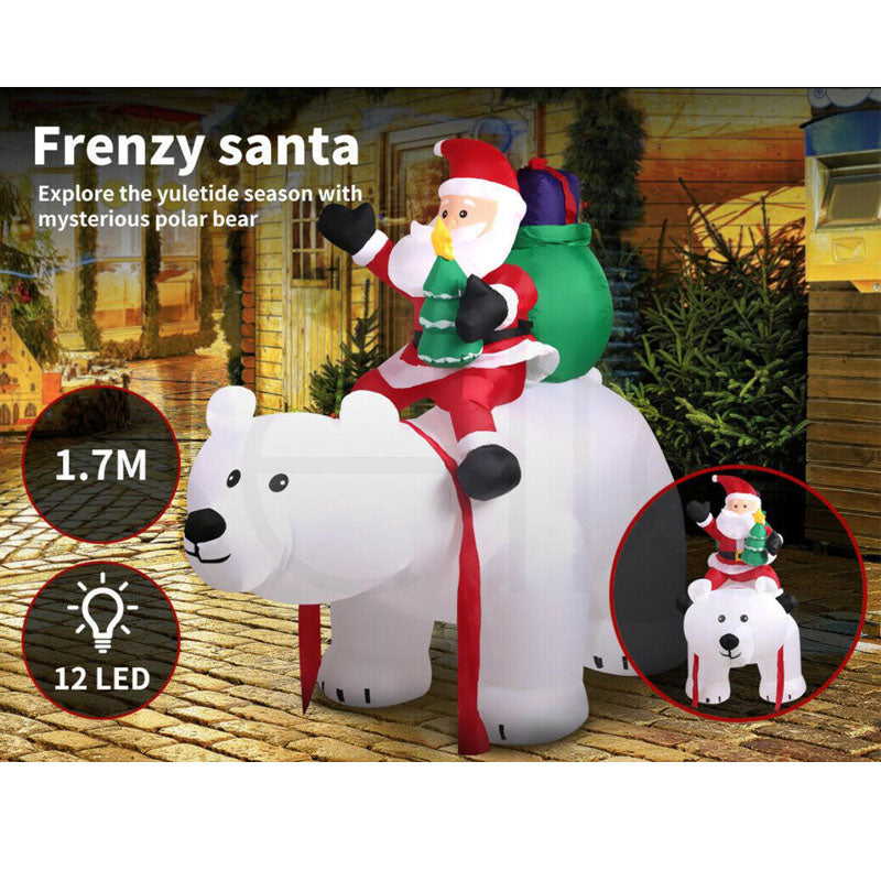 Frenzy Santa 1.7M-Inflatable Christmas Outdoor Decorations Santa LED