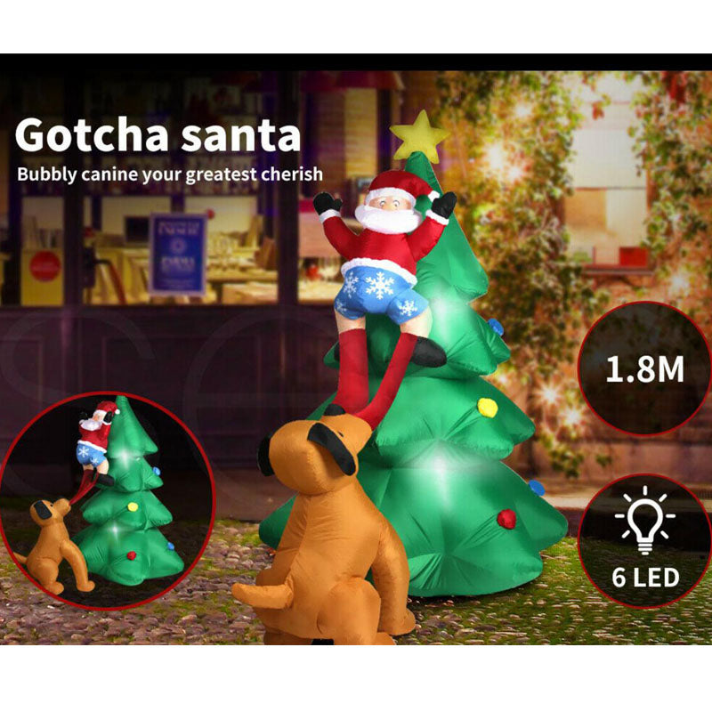 Gotcha Santa 1.8M-Inflatable Christmas Outdoor Decorations Santa LED