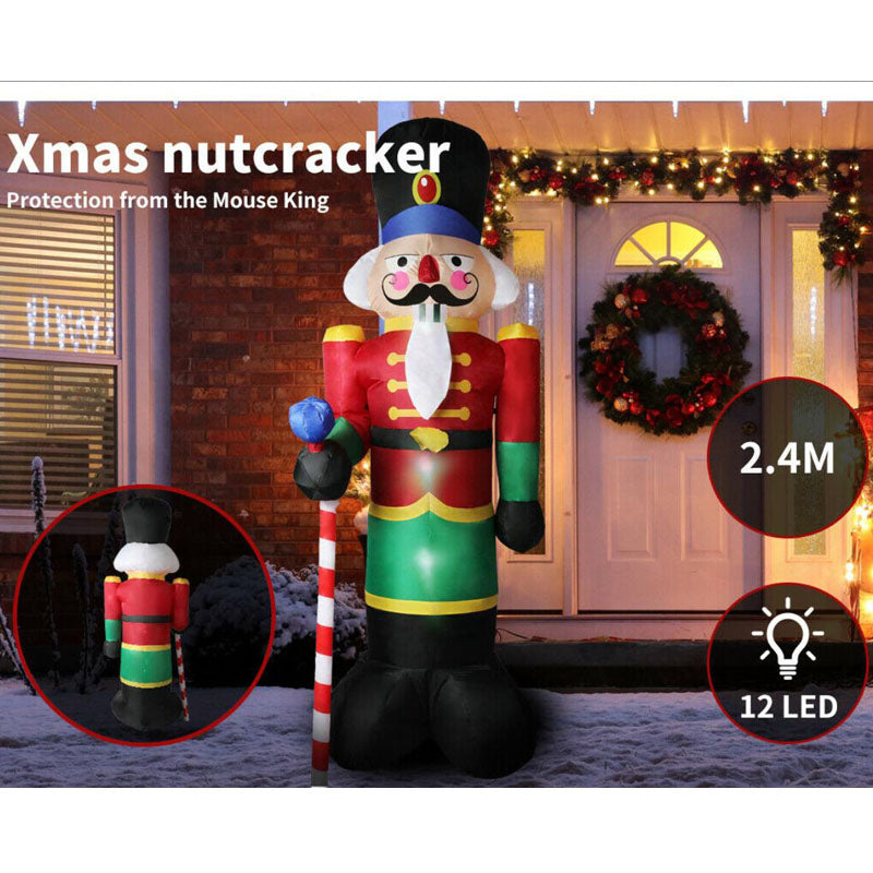 Nutcracker 2.4M-Inflatable Christmas Outdoor Decorations Santa LED