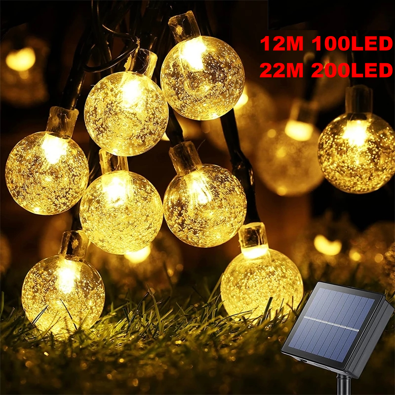 100/200LED Solar Globe String Lights - Warm White