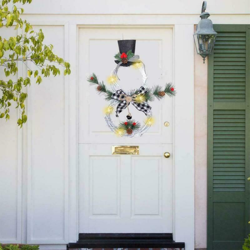 LED Light Snowman Christmas Door Window Wreath Hanging Wall Garland