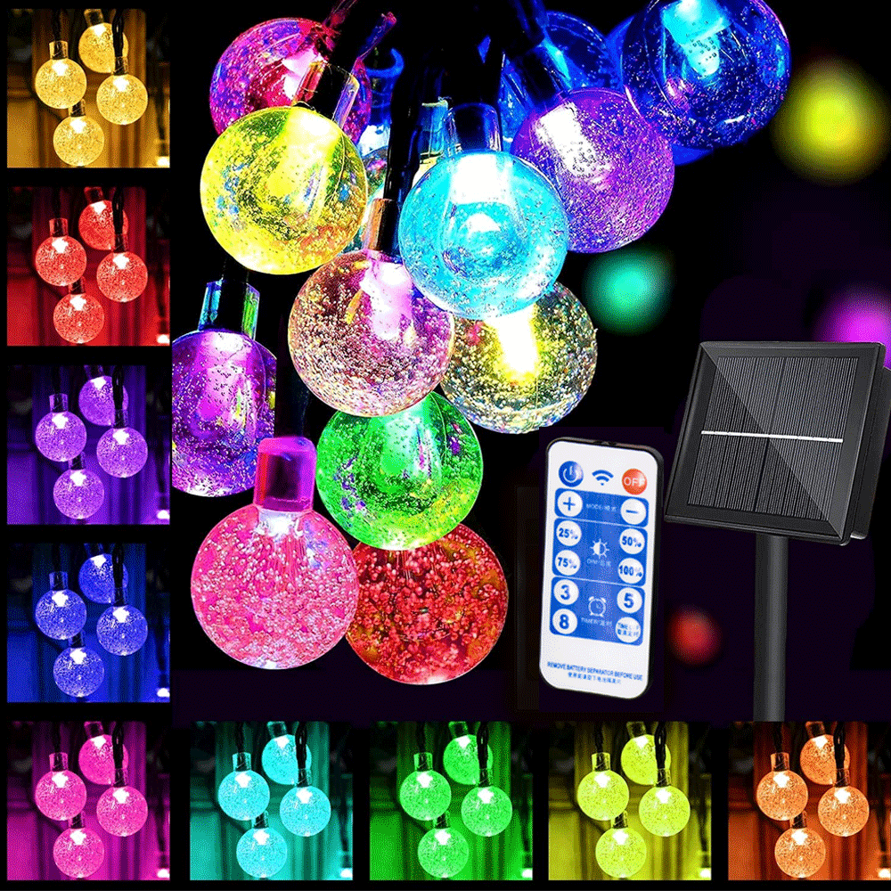 50/100 LED Solar Globe String Lights - Multi-colour