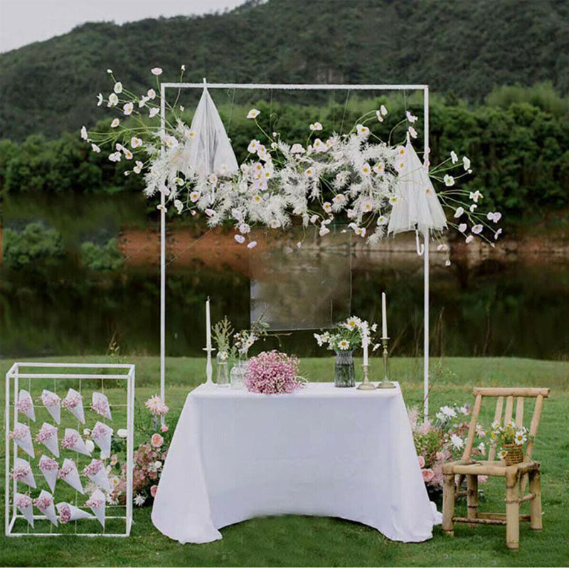 2M Wedding White Arch Square Backdrop Flower Display Stand Background