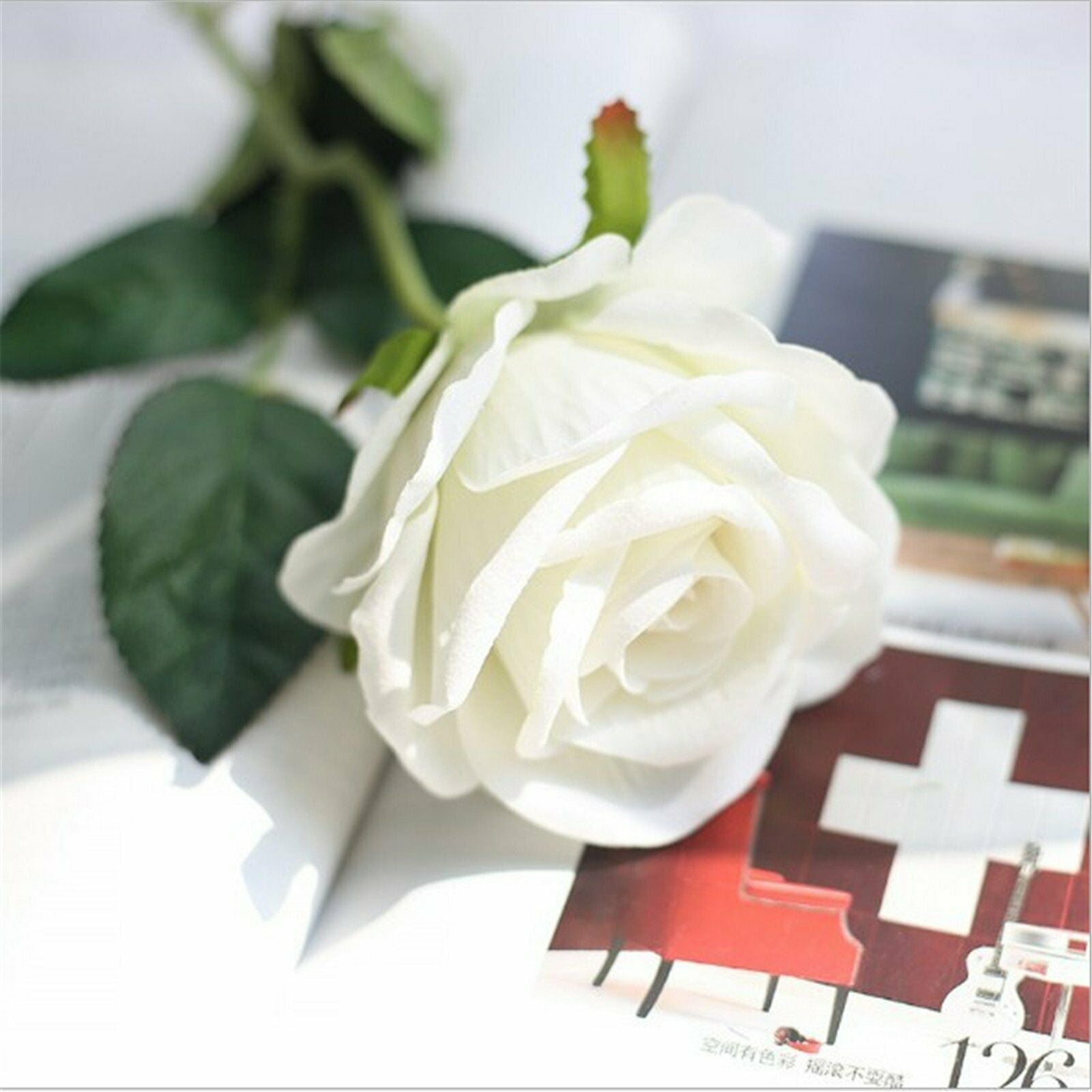 10PCS 51cm Long Stem Artificial Rose Flowers Silk