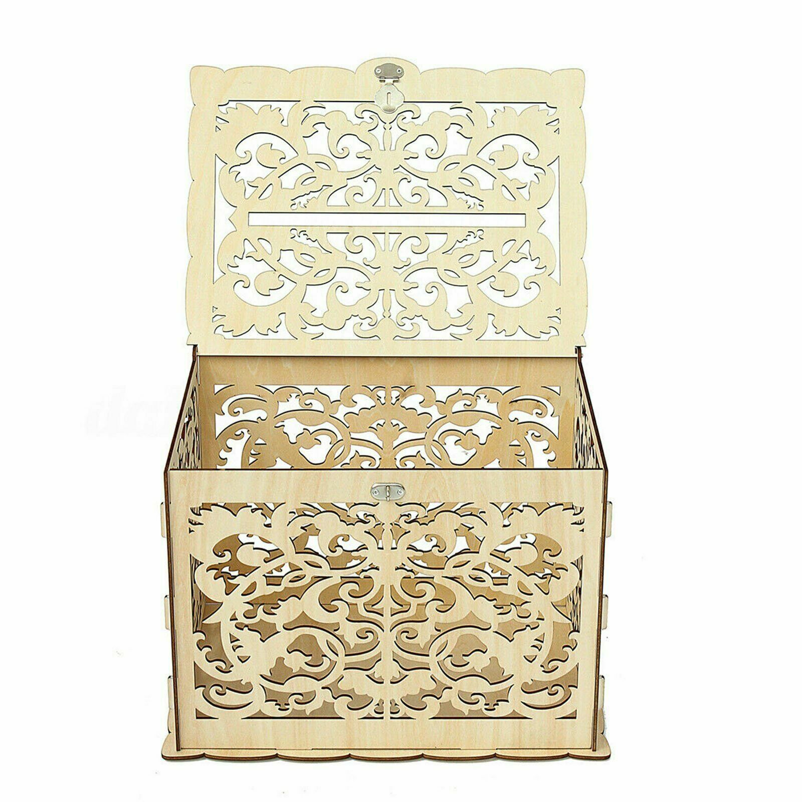 Wishing Well Greeting Card Box Decorative Wood Carved Box