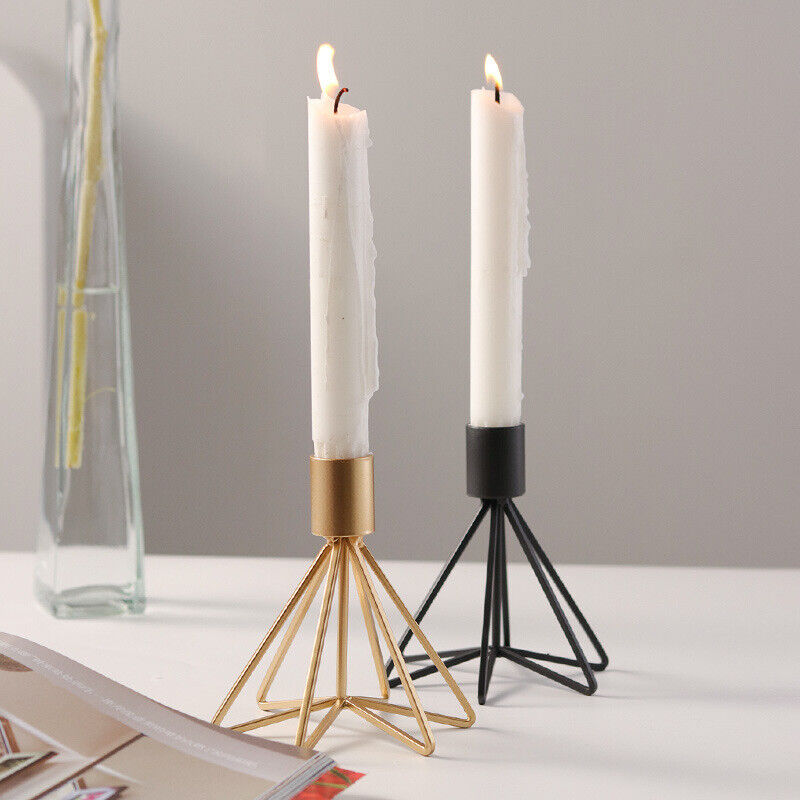 2PCS Gold Candle Tray Holder Candlestick Table Stand