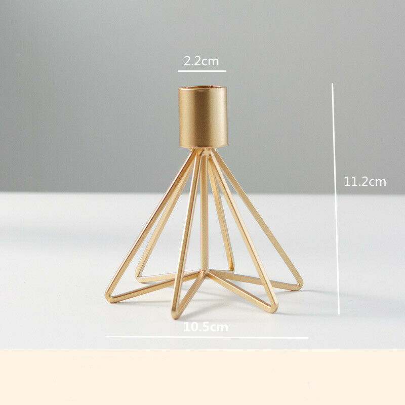 2PCS Gold Candle Tray Holder Candlestick Table Stand