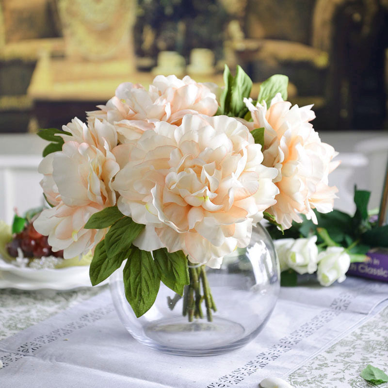 5 Heads Silk Artificial Bouquet Peony Bridal Flower