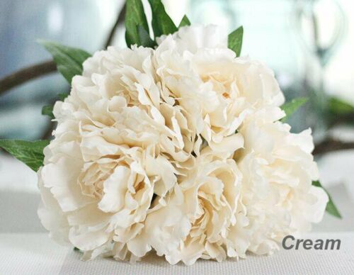 5 Heads Silk Artificial Bouquet Peony Bridal Flower