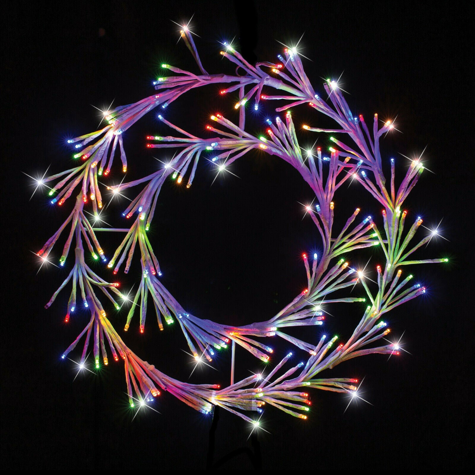 45CM - Multi Colour LED Cluster Wreath Twinkle Outdoor Christmas Light