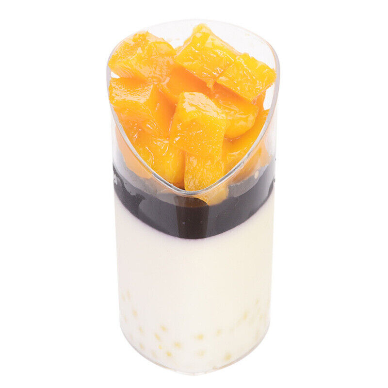 24PCS Mini Disposable Pudding Mousse Dessert Clear Plastic Cups Slanted Triangle