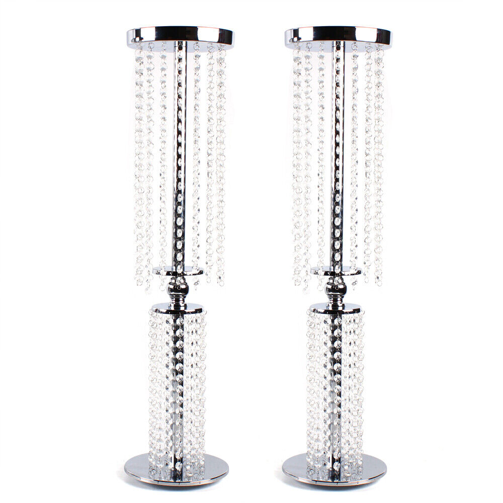 2Pc Wedding Crystal Flower Stand Flower Vase Candle Holder