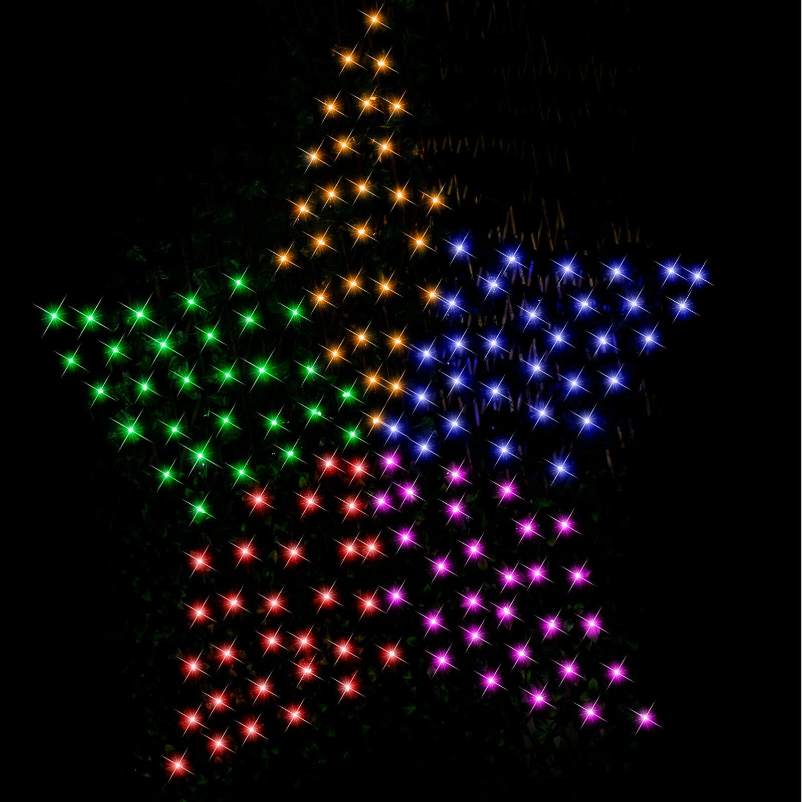 1.5M - Solar LED Star Net Multi Colour Flashing Christmas Lights