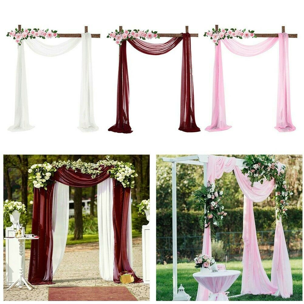 Chiffon Wedding Arch Fabric Backdrop Drape Curtains Bridal Ceremony Party Decor