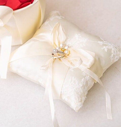 15cm x 15cm WEDDING RING PILLOW cream ivory cushion