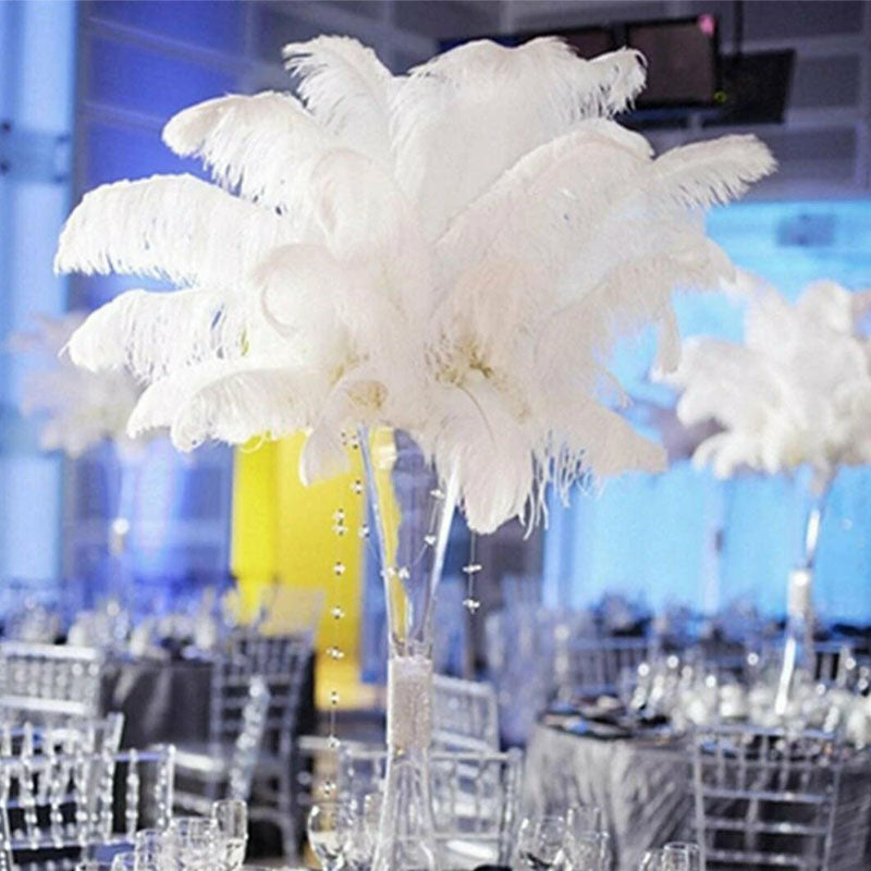 10PCS- White Ostrich Feather DIY Crafts Wedding Party  Decoration