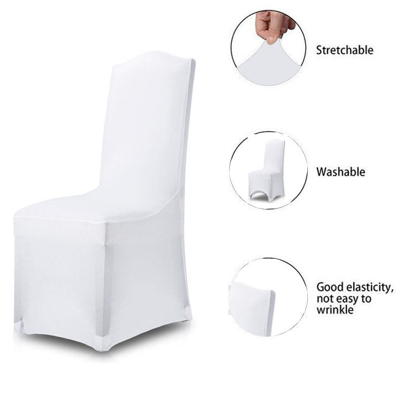 White Chair Covers Full Seat Cover Spandex Stretch Banquet Wedding