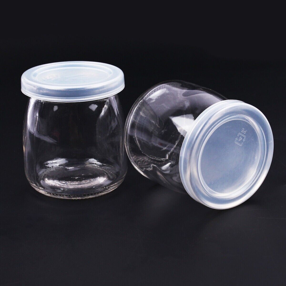 12PCS Glass Pudding Jars Yogurt Milk Jam Parfait Dessert With Lid