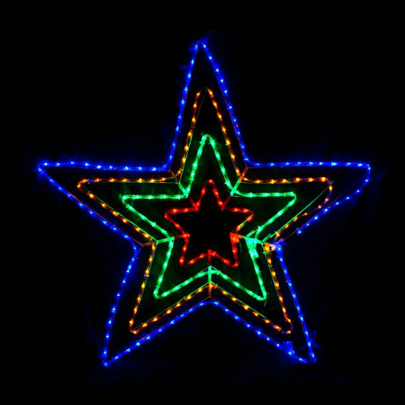 108x108cm - 4 Layer Christmas LED Motif Light Muti Colour Star