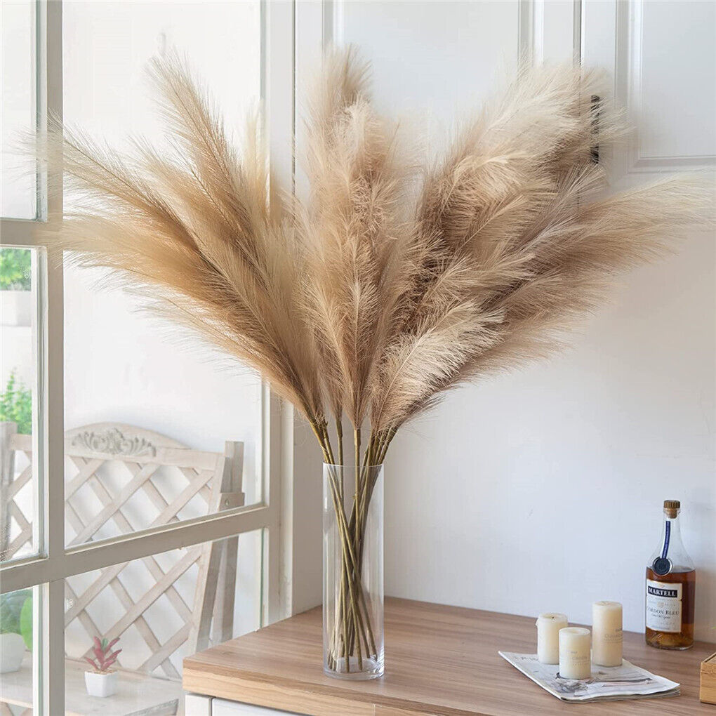 3PCS 110CM Extra Large Artificial Pampas Grass Fluffy Reed Bunch Wedding