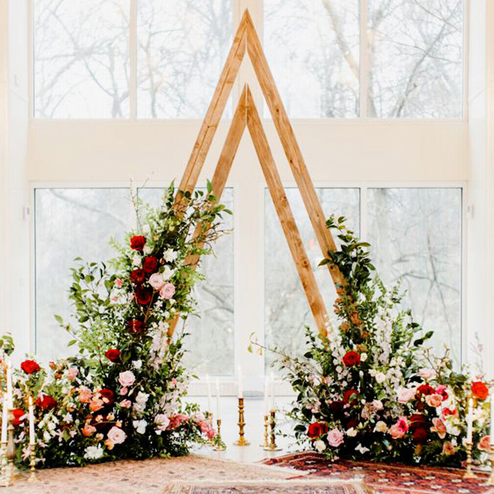 2PCS Large Tall Triangle Wood Wedding Arch Backdrop Stand