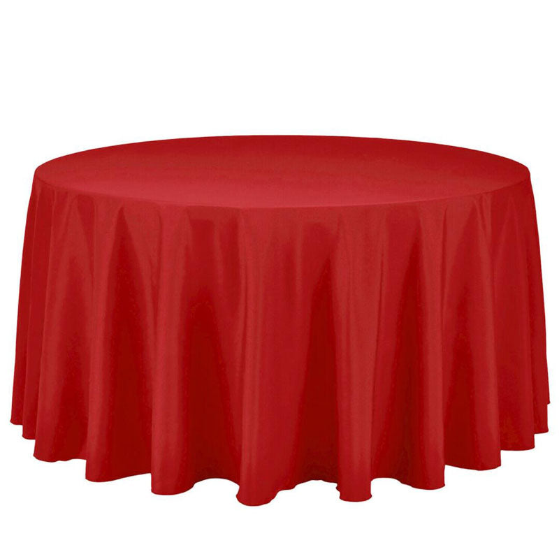 Round Polyester Tablecloth Wedding Event Party-Red (180cm)