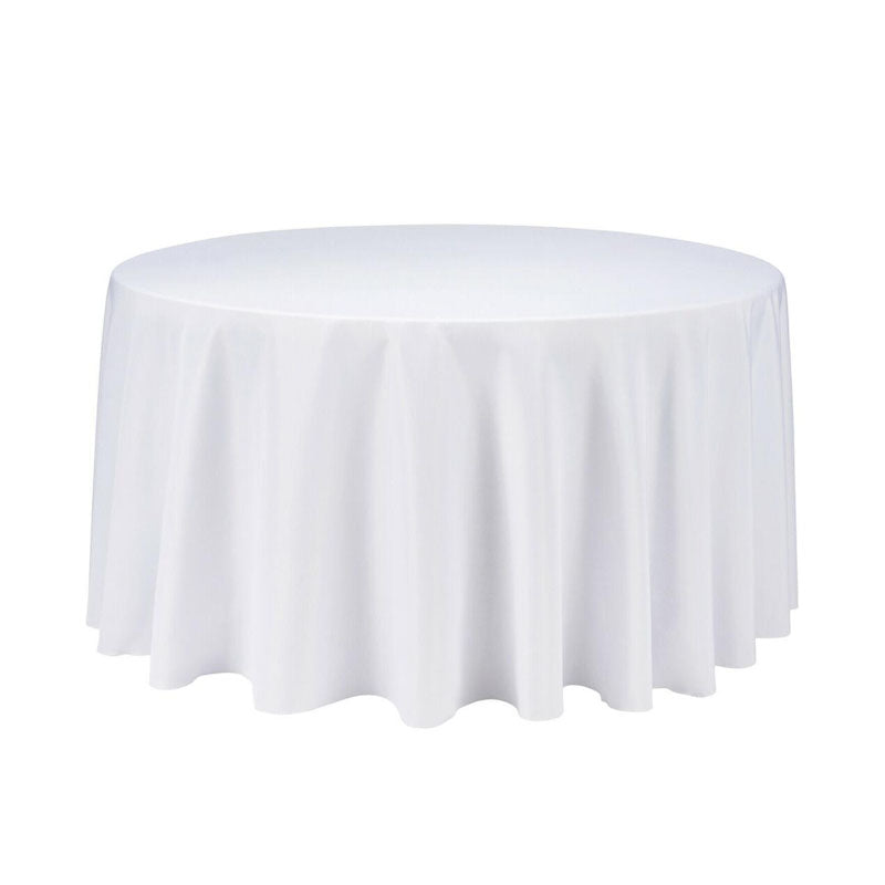 Round Polyester Tablecloth Wedding Event Party-White (180cm)