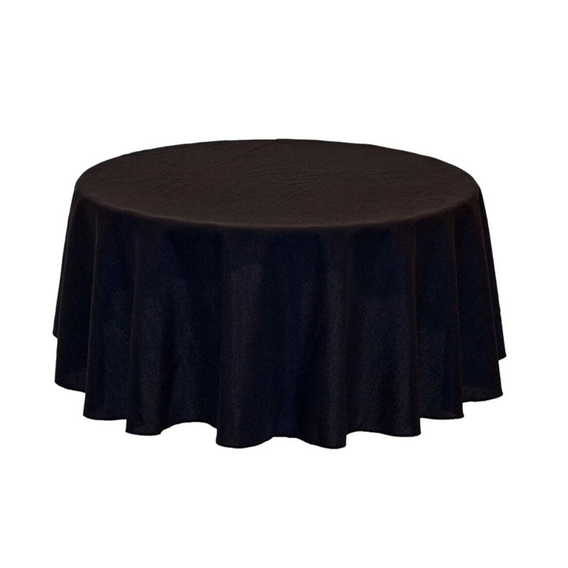 Round Polyester Tablecloth Wedding Event Party-Black (180cm)