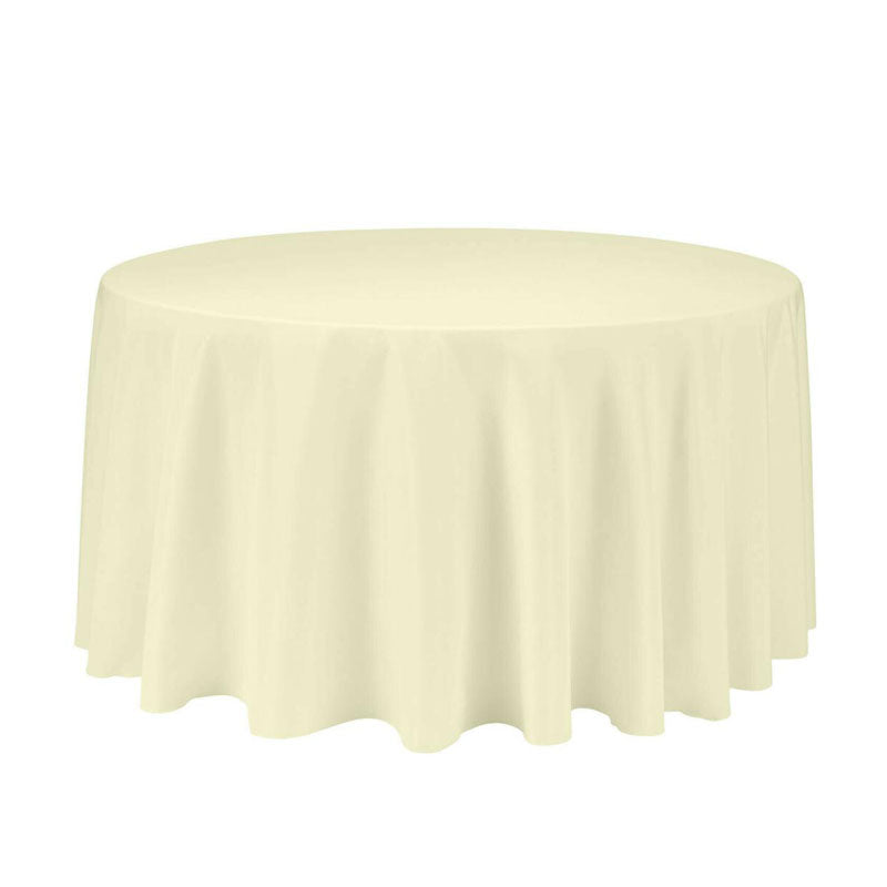 Round Polyester Tablecloth Wedding Event Party-Ivory (305cm)