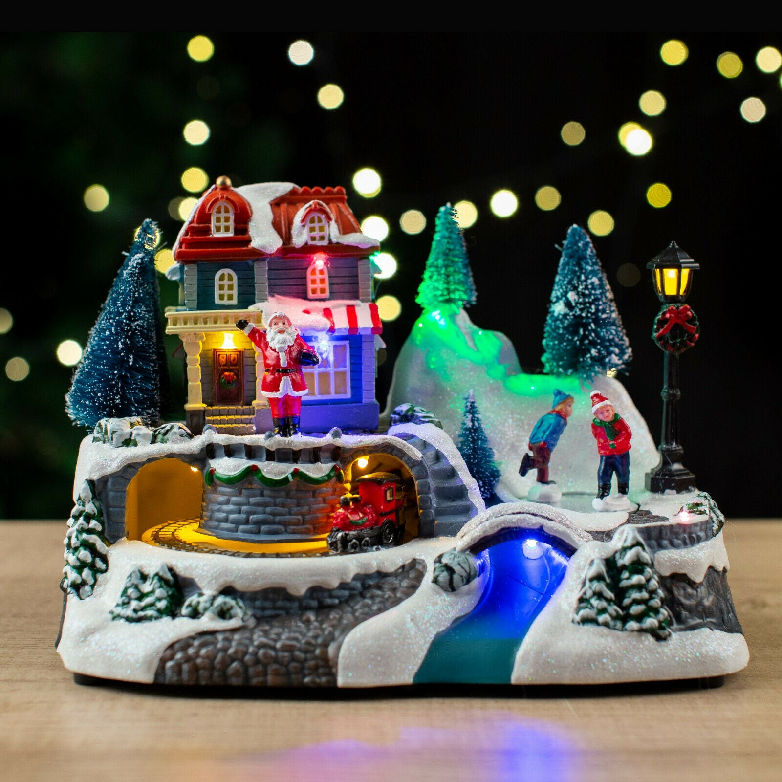 Musical SANTA Christmas Village Scene Train Animated Lights