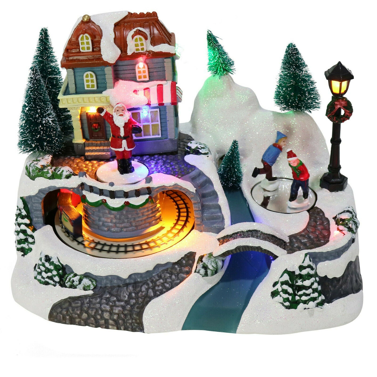 Musical SANTA Christmas Village Scene Train Animated Lights