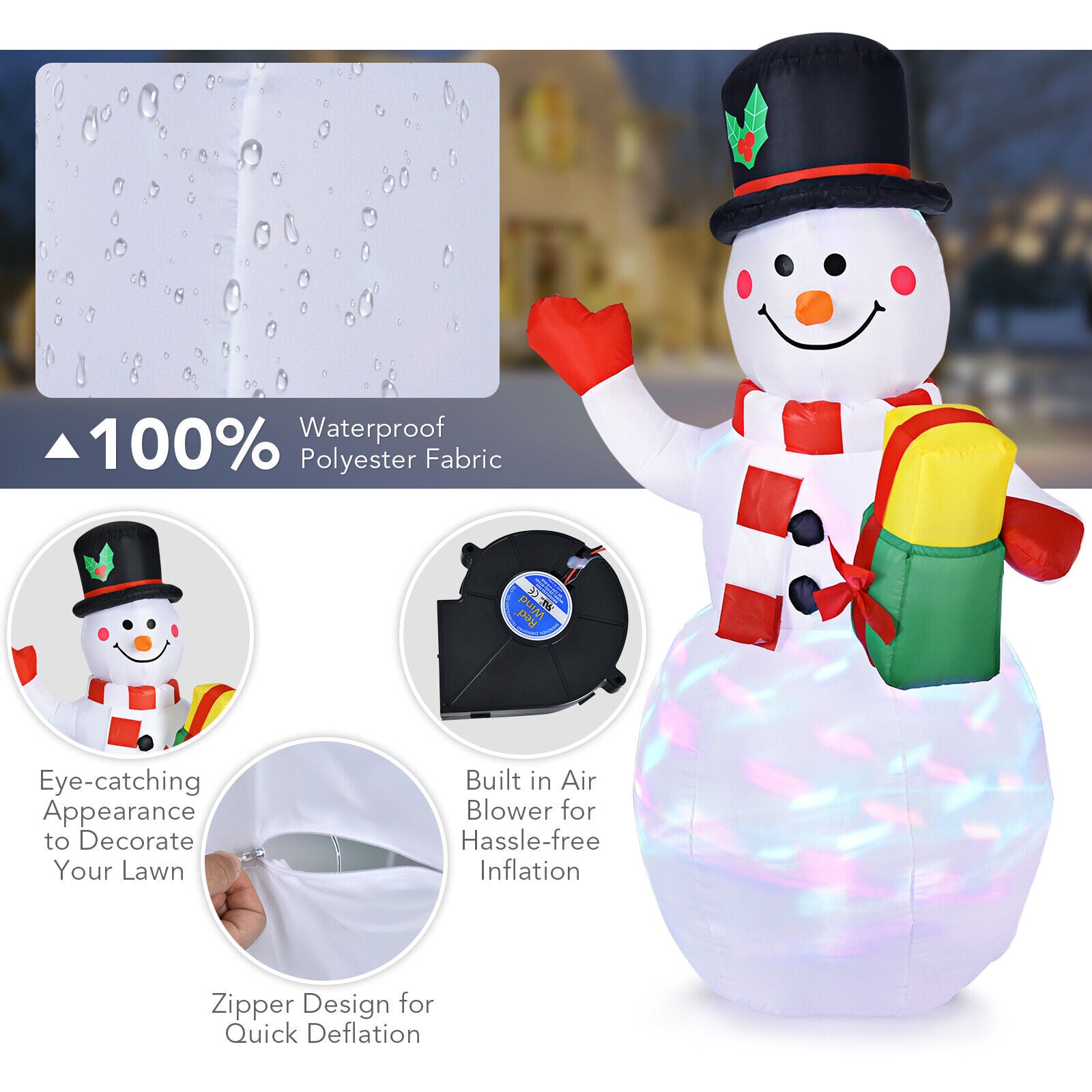 1.5M LED Christmas Inflatable Snowman Decoration Xmas