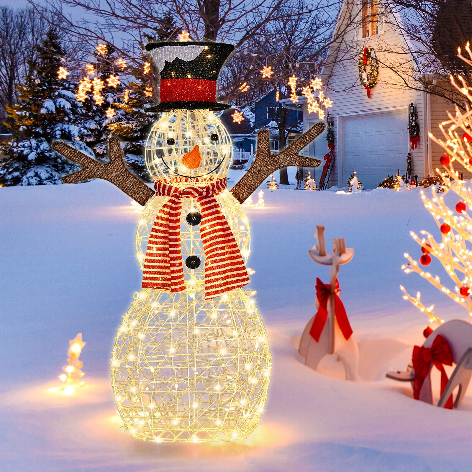 1.1M 3D Xmas Christmas Snowman Light LED Light