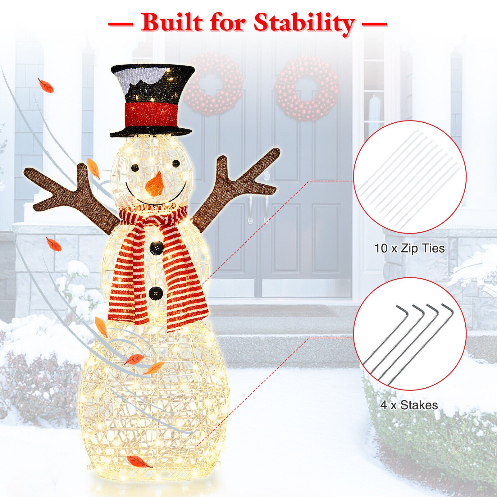 1.1M 3D Xmas Christmas Snowman Light LED Light