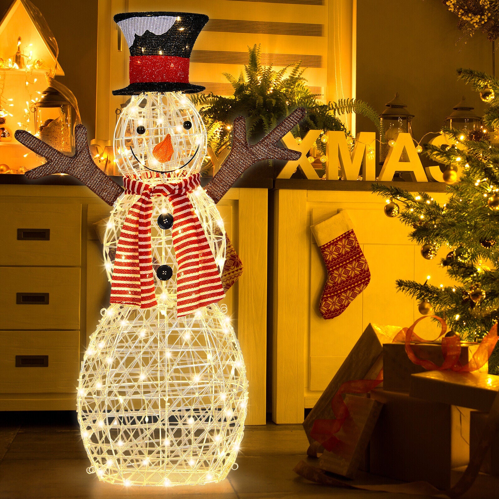 1.1M 3D Xmas Christmas Snowman Light LED Light