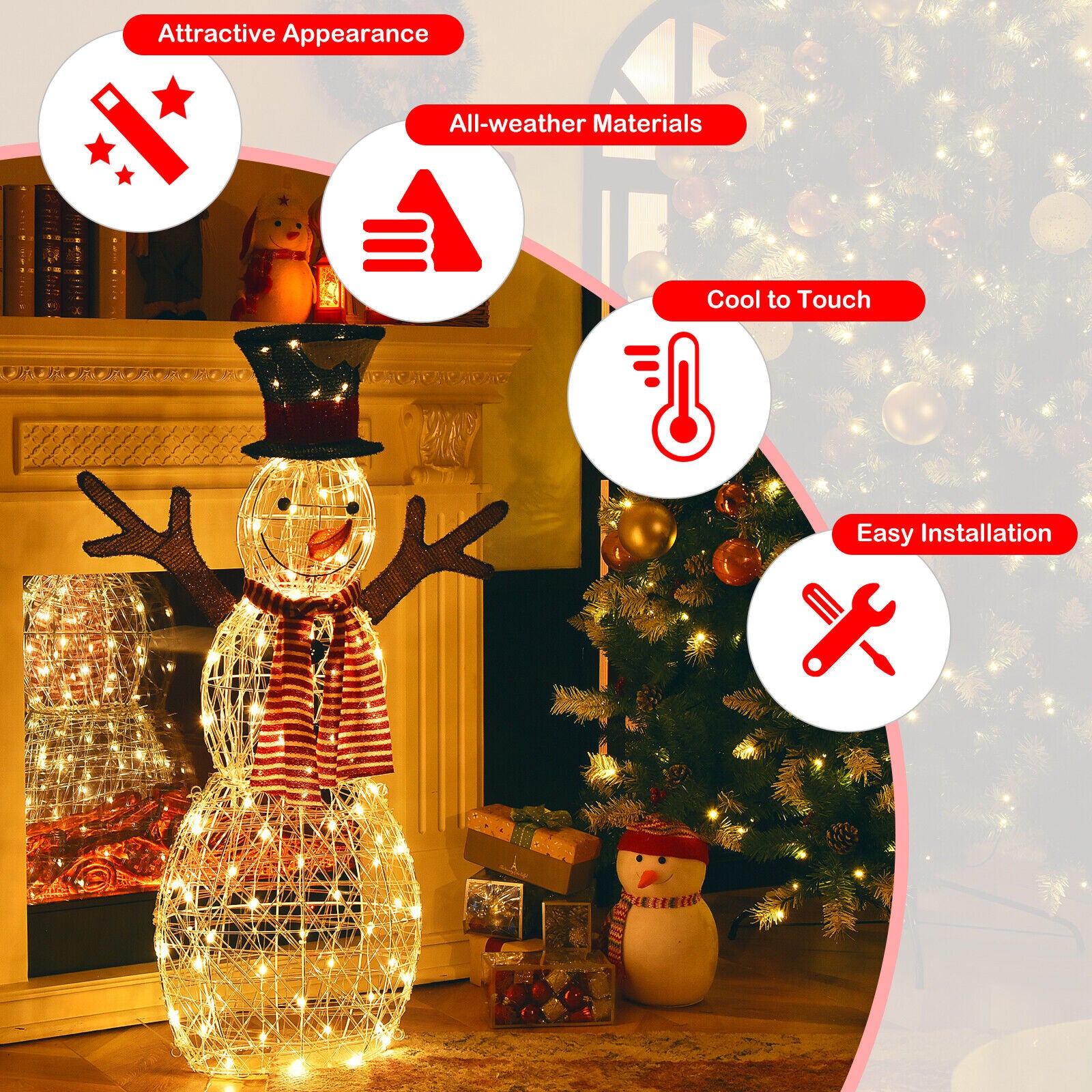 1.1M 3D Xmas Christmas Snowman Light LED Light