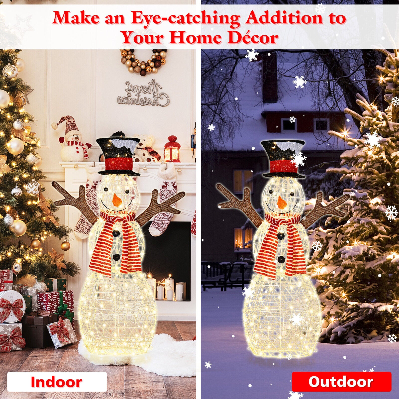 1.1M 3D Xmas Christmas Snowman Light LED Light