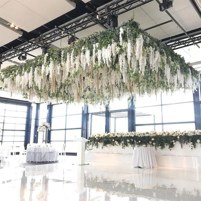 12PCS Artificial Silk Wisteria Leaf Hanging Flower Ivy Vine Wedding Party