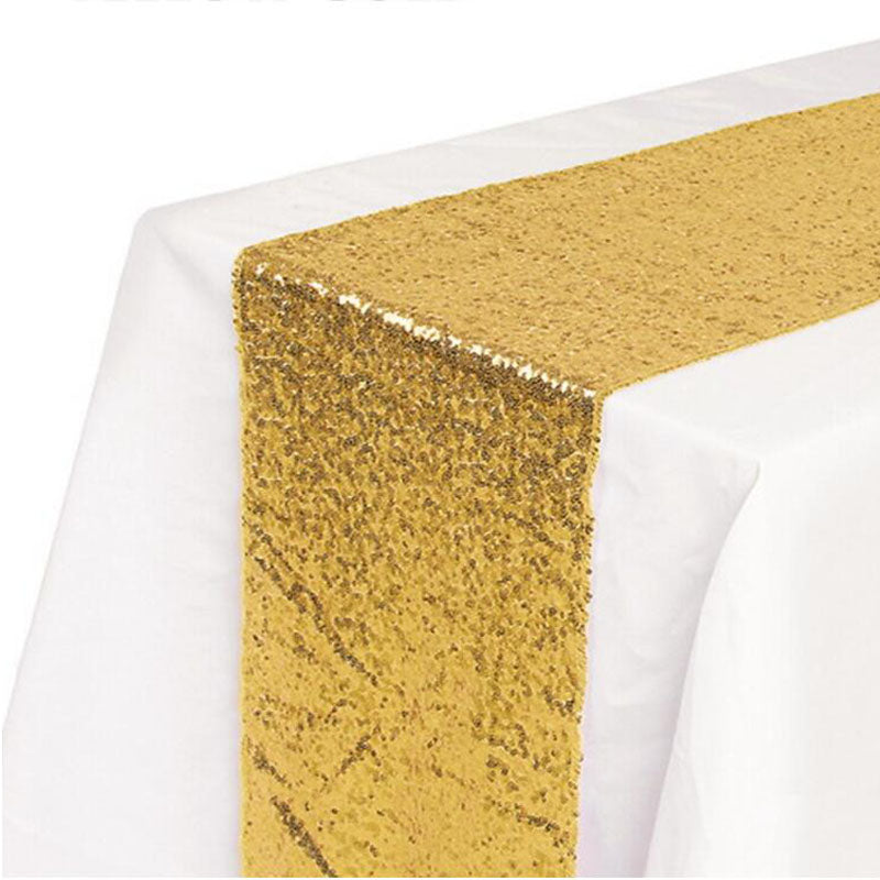 Sequin Table Runners Cloth Party Wedding Event(30*275cm)-Gold-5Pcs