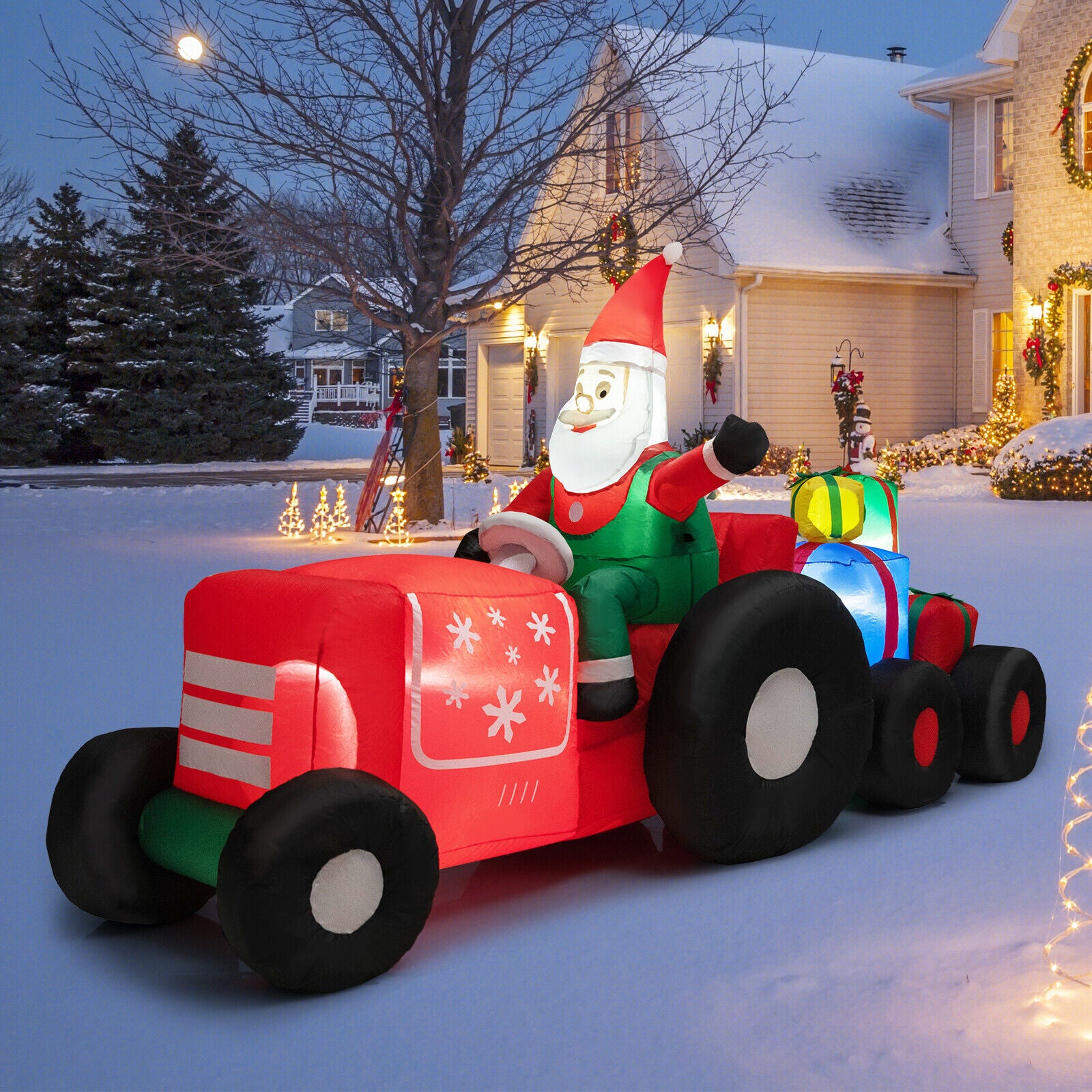 2.7M Christmas Inflatable Truck with Santa Claus Xmas Decoration