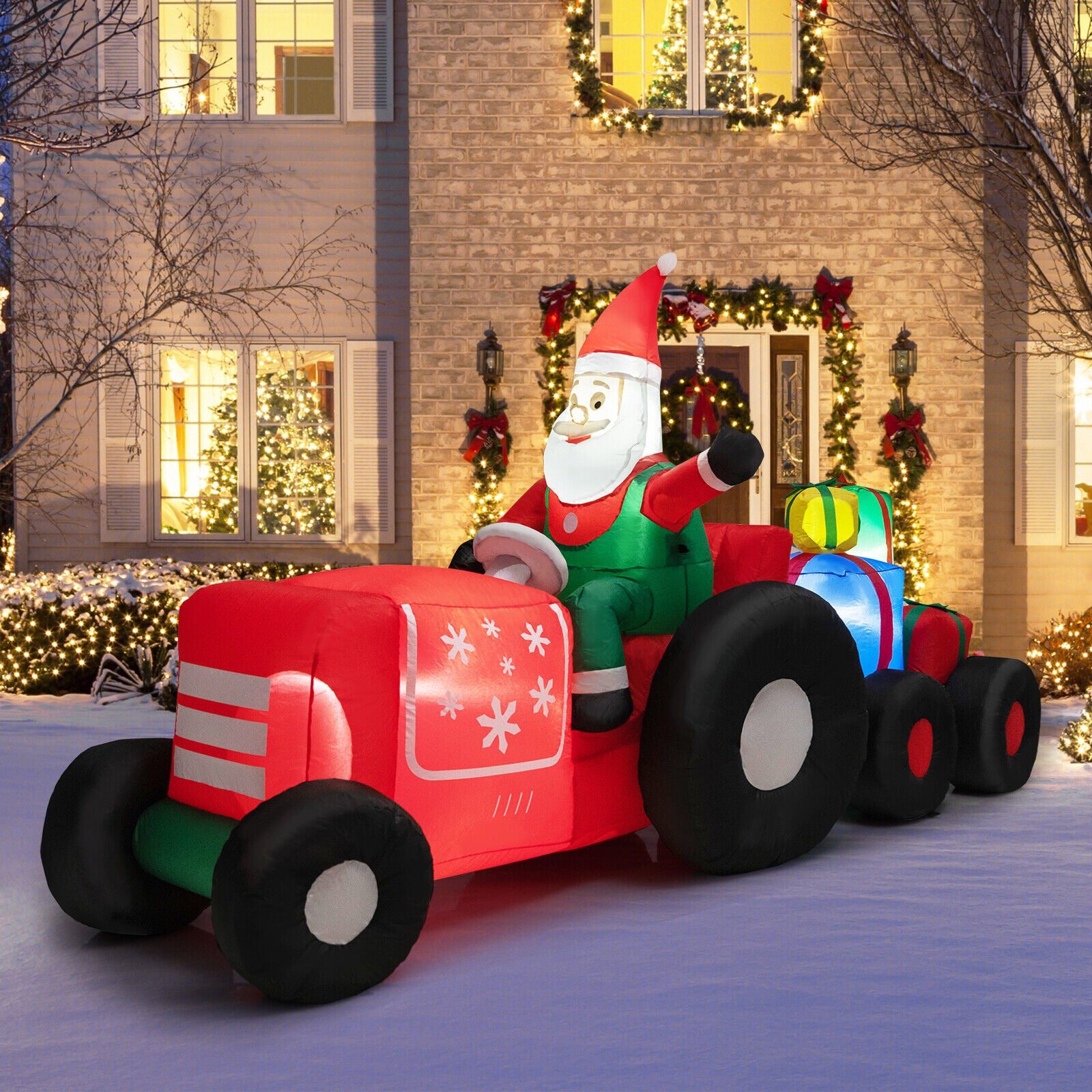 2.7M Christmas Inflatable Truck with Santa Claus Xmas Decoration