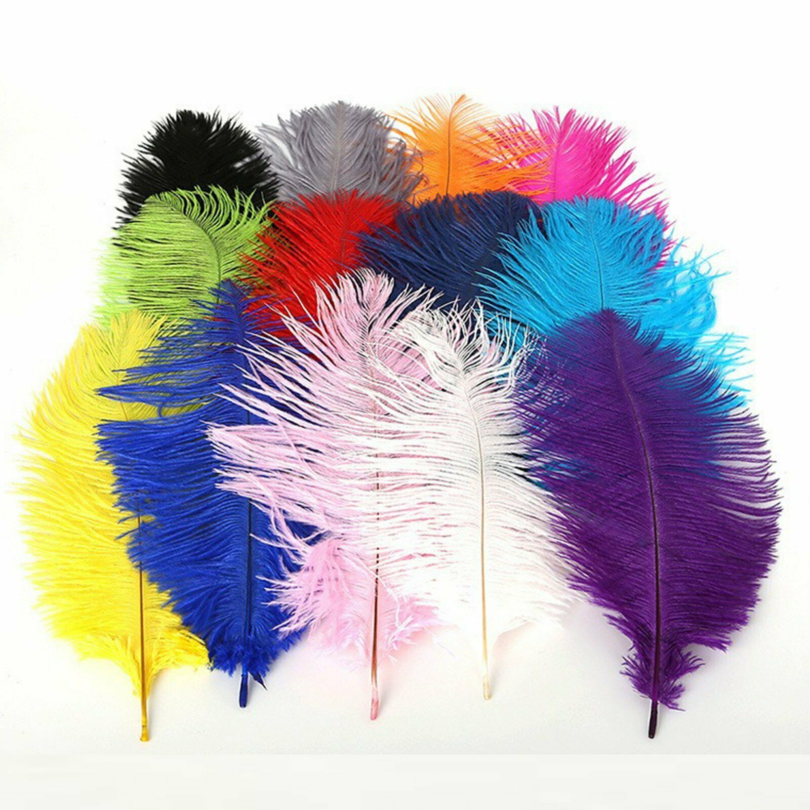 10PCS- 12 Colors Ostrich Feather DIY Crafts Feathers Wedding Party Decoration