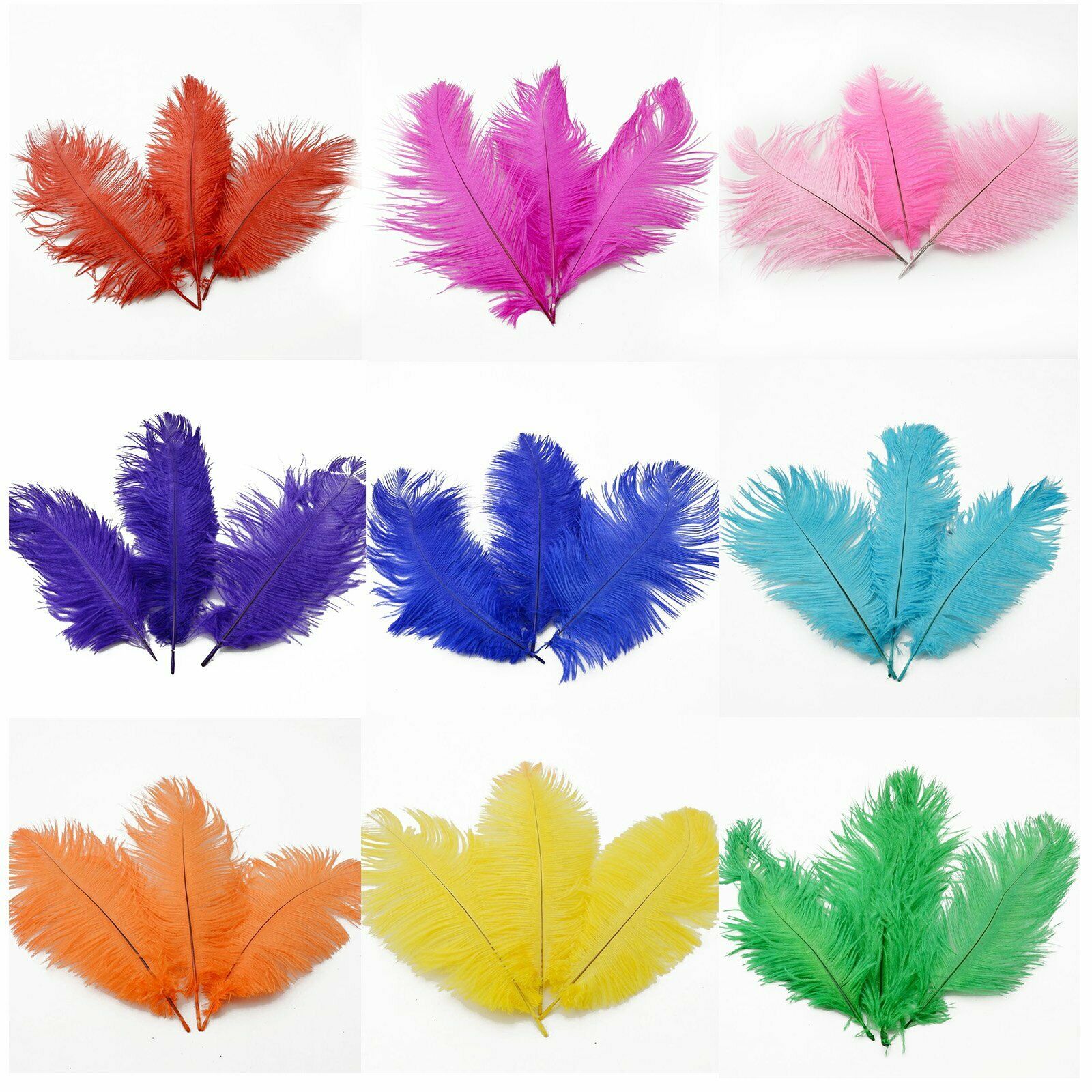 10PCS- 12 Colors Ostrich Feather DIY Crafts Feathers Wedding Party Decoration